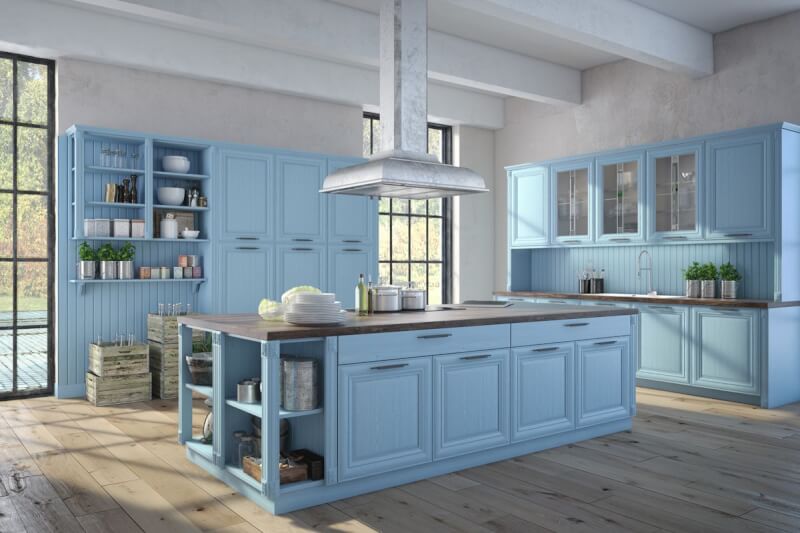 midnight blue kitchen cabinets